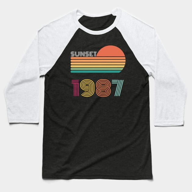 Sunset Retro Vintage 1987 Baseball T-Shirt by Happysphinx